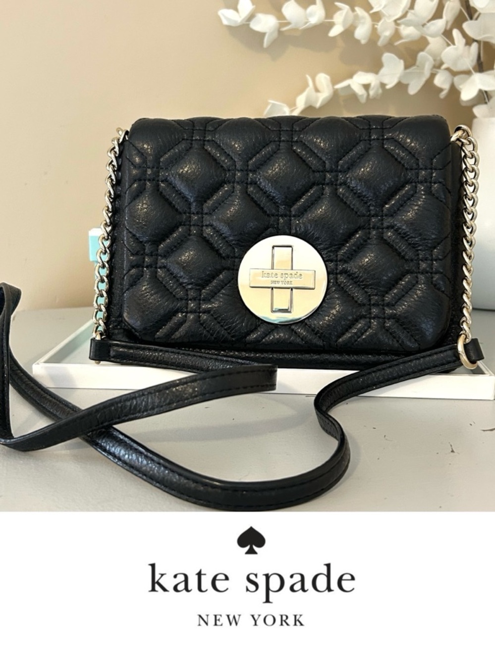 Like New! Kate Spade Astor Court Black Quilted Leather Naomi C/B Shoulder Bag